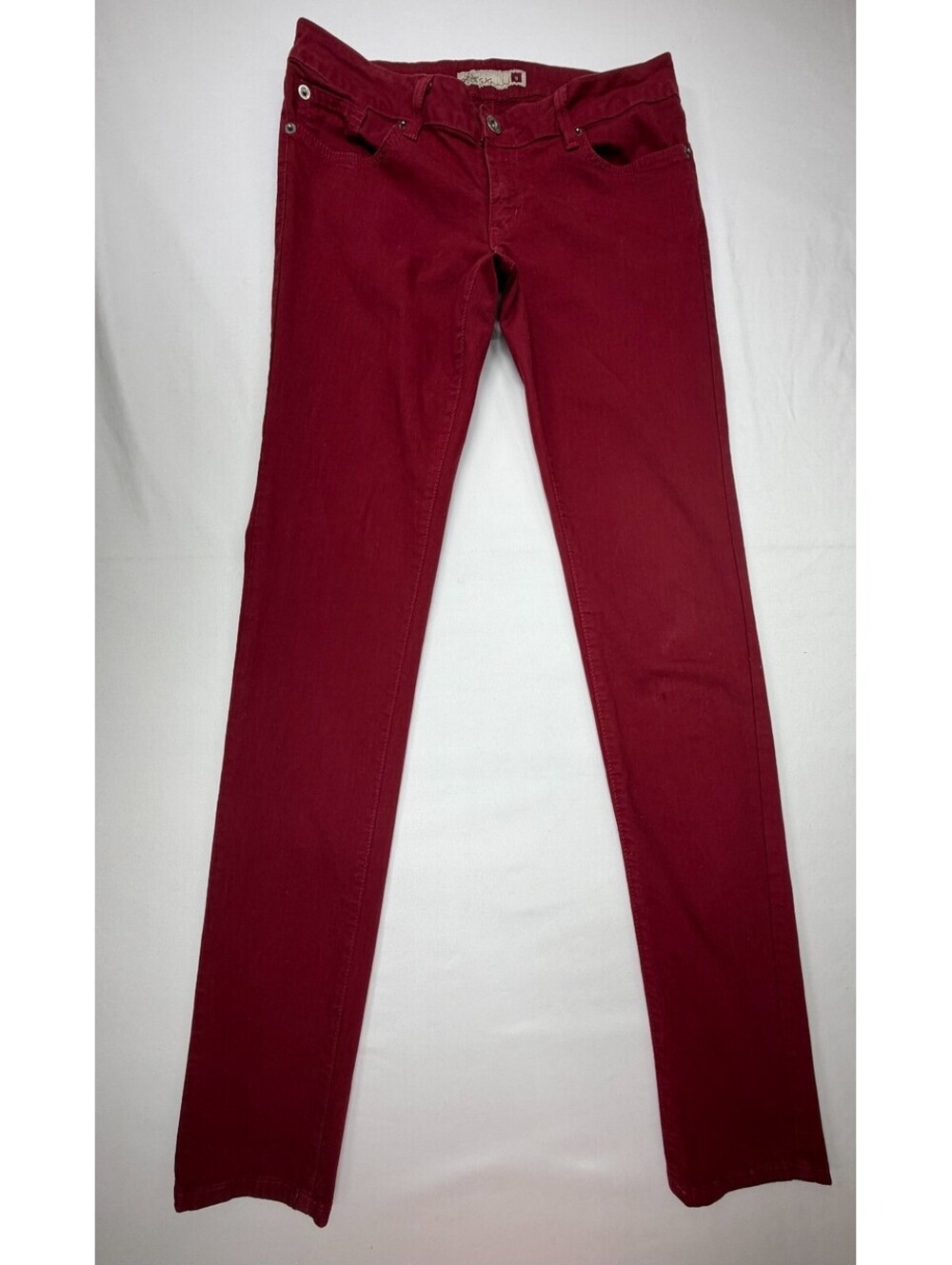 GJG Junior Women's Jeans Straight Solid Mid Rise 5 Pocket Denim Size 9 Burgundy
